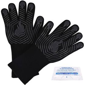 BBQ Gloves, 1472¬∞F Heat Resistant Fireproof Mitts, Silicone Non-Slip Washable Oven Kitchen Gloves for Barbecue, Grilling, Cooking, Baking, Camping