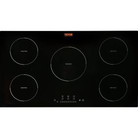 VEVOR Electric Cooktop, 5 Burners, 36'' Induction Stove Top, Built-in Magnetic Cooktop 9200W, 9 Heating Level Multifunctional Burner