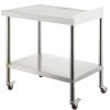 VEVOR Stainless Steel Prep Table, 24 x 15 x 35 Inch, 440lbs Load Capacity Heavy Duty Metal Worktable with Backsplash Adjustable Undershelf & 4 Casters