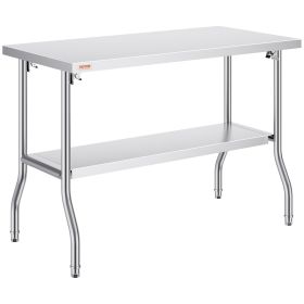 VEVOR Commercial Worktable Workstation 48 x 24 Inch Folding Commercial Prep Table, Heavy-duty Stainless Steel Folding Table with 772 lbs Load