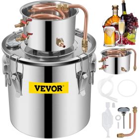 VEVOR Alcohol Still 5 Gal 21L Stainless Steel Water Alcohol Distiller Copper Tube Home Brewing Kit Build-in Thermometer for DIY Whisky Wine Brandy