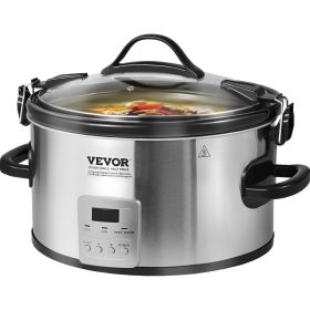 VEVOR Slow Cooker, 8QT 320W Electric Slow Cooker Pot with 3-Level Heat Settings Digital Slow Cookers with 20 Hours Max Timer, Locking Lid