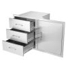 VEVOR Outdoor Kitchen Door Drawer Combo 38.1''W x 22.6''H x 20.8''D, BBQ Access Door/Triple Drawers Combo with Stainless Steel Handles