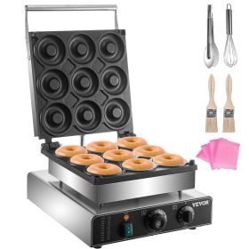 VEVOR Electric Donut Maker, 9 Holes Commercial Donut Machine, 2000W Electric Doughnut Machine, Double-Sided Heating Commercial Donut Maker