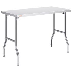 VEVOR Commercial Worktable Workstation 48 x 24 Inch Folding Commercial Prep Table, Heavy-duty Stainless Steel Folding Table with 661 lbs Load