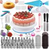 Cake Decorating Supplies Kit, 206 PCS Baking Set for Beginners With Cake Turntable Stand Rotating Turntable,Russian Piping Tips Set