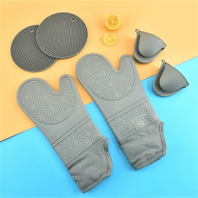 6 Pack Silicone Oven Mitts and Pot Holders Sets, Non-Slip Heat Resistant Oven Gloves For Cooking Baking Grilling