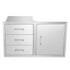 VEVOR Outdoor Kitchen Door Drawer Combo 38.1''W x 22.6''H x 20.8''D, BBQ Access Door/Triple Drawers Combo with Stainless Steel Handles