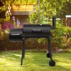 Barrel Charcoal Grill with Offset Smoker, All Metal Outdoor Smoker with Side Table and Wheels for Outdoor Garden Patio and Backyard Cooking