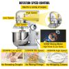 VEVOR Commercial Food Mixer 10Qt 450W 3 Speeds Adjustable 110/178/390 RPM Heavy Duty 110V with Stainless Steel Bowl Dough Hooks Whisk Beater Premium f