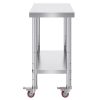 VEVOR 30x18x34 Inch Stainless Steel Work Table 3-Stage Adjustable Shelf with 4 Wheels Heavy Duty Commercial Food Prep Worktable with Brake for Kitchen