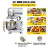 VEVOR Commercial Food Mixer 10Qt 450W 3 Speeds Adjustable 110/178/390 RPM Heavy Duty 110V with Stainless Steel Bowl Dough Hooks Whisk Beater Premium f