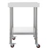 VEVOR Stainless Steel Prep Table, 24 x 15 x 35 Inch, 440lbs Load Capacity Heavy Duty Metal Worktable with Backsplash Adjustable Undershelf & 4 Casters