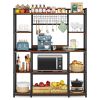 5-Tier Kitchen Baker's Rack, 55" Wide Kitchen Storage Shelf with 11 Hooks