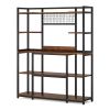 5-Tier Kitchen Baker's Rack, 55" Wide Kitchen Storage Shelf with 11 Hooks