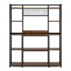 5-Tier Kitchen Baker's Rack, 55" Wide Kitchen Storage Shelf with 11 Hooks