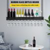 VEVOR Ceiling Wine Glass Rack, 46.9 x 13 inch Hanging Wine Glass Rack, 18.9-35.8 inch Height Adjustable Hanging Wine Rack Cabinet