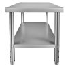 VEVOR Stainless Steel Prep Table, 48 x 30 x 34 Inch, 550lbs Load Capacity Heavy Duty Metal Worktable with Adjustable Undershelf