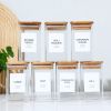 Empty Spice Jars with Label Pack (12x Bamboo Lid Glass Jar). Small 8oz Spice Storage Bottles with 72 Printed Spice Stickers and 20 Writable Pantry Lab