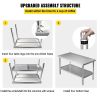 VEVOR Stainless Steel Prep Table, 48 x 30 x 34 Inch, 550lbs Load Capacity Heavy Duty Metal Worktable with Adjustable Undershelf