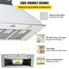 VEVOR Insert Range Hood, 800CFM 3-Speed, 36 Inch Stainless Steel Built-in Kitchen Vent with Push Button Control LED Lights Baffle Filters