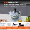 VEVOR Glass Salad Spinner, 4.75Qt, One-handed Easy Press Large Vegetable Dryer Washer, Lettuce Cleaner and Dryer with High Borosilicate Glass Bowl Lid