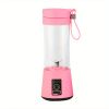 1pc Portable 6 Blades In 3D Juicer Cup, Updated Version Rechargeable Juice Blender Secure Switch Electric Fruit Mixer For Superb Mixing