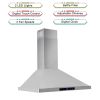 30/36 inch Range Hood 700CFM Wall Mount Stainless Steel Touch Control 3-speed Stove Vent