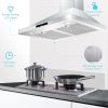 30/36 inch Range Hood 700CFM Wall Mount Stainless Steel Touch Control 3-speed Stove Vent