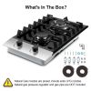 Gas Cooktop 12 Inch, Bulit-in Propane Stove 2 burner, Stainless Steel /Tempered Glass Gas Stove Top, 2 Burner Propane Cooktop